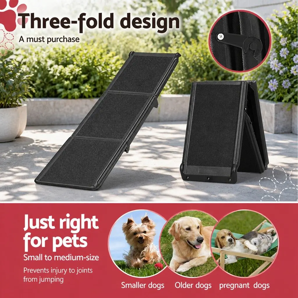 Dog Ramp Black Foldable Portable Adjustable Non-slip Surface