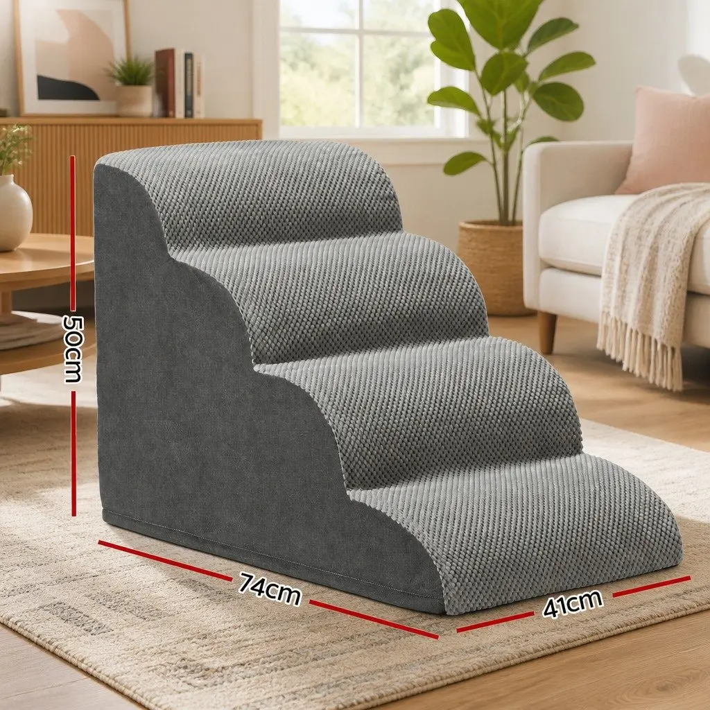 Dog Steps Ramp Grey 4 Tier Foam Non-Slip Portable Indoor