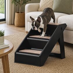 Dog Ramp Portable Pet Stairs 3 Steps Foldable Ladder for Bed Sofa Car Black