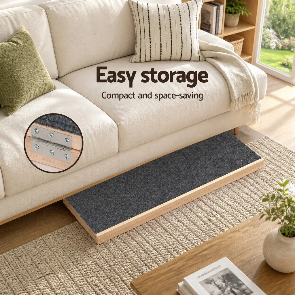 Dog Ramp Steps Natural 100cm Adjustable Height Wooden Foldable Pet Stairs for Bed Sofa Car