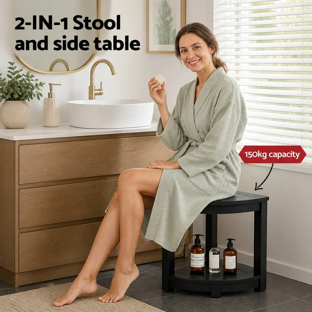 Corner Shower Stool Bench Side Table Storage Shelf Waterproof Outdoor Indoor
