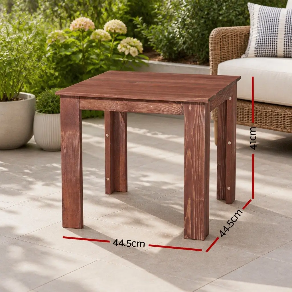 Wooden Side Table Brown Weather-Resistant Suitable for Outdoor Backyard Patio Garden