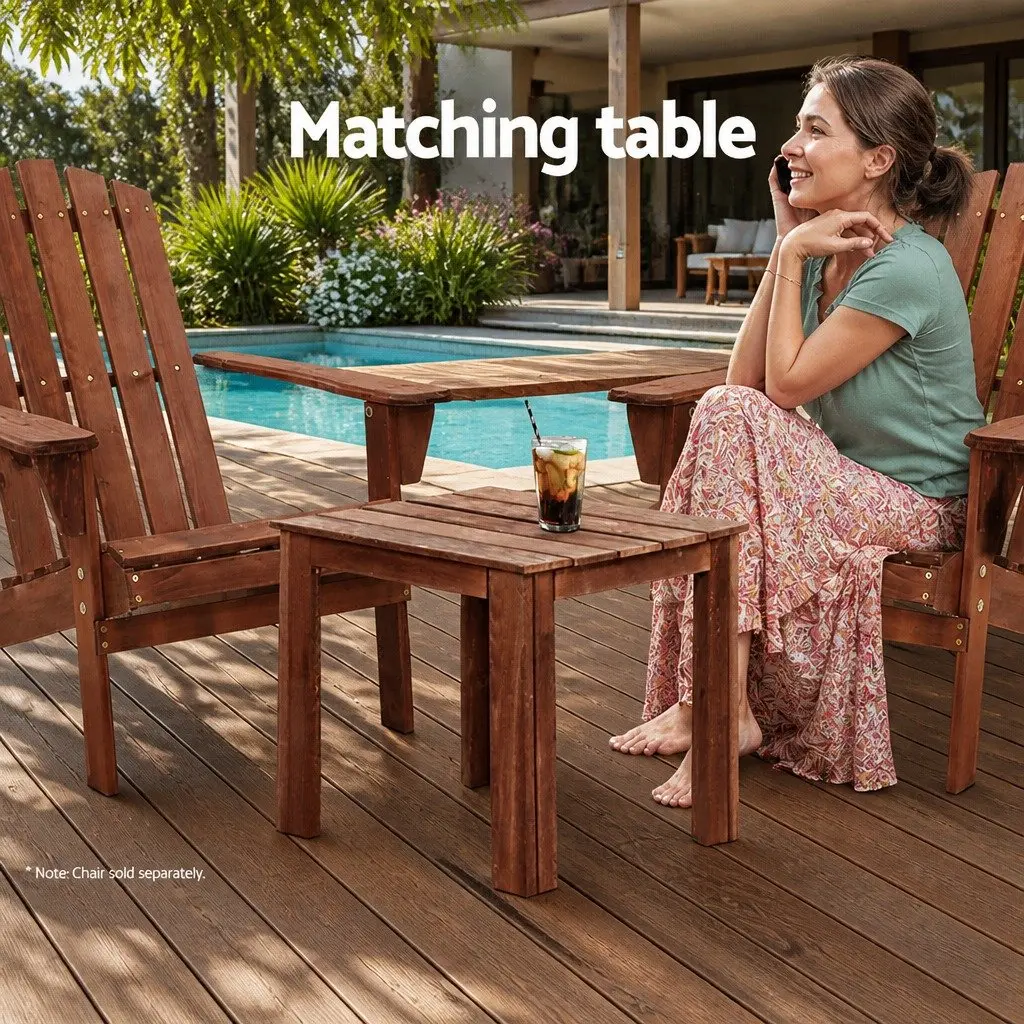 Wooden Side Table Brown Weather-Resistant Suitable for Outdoor Backyard Patio Garden