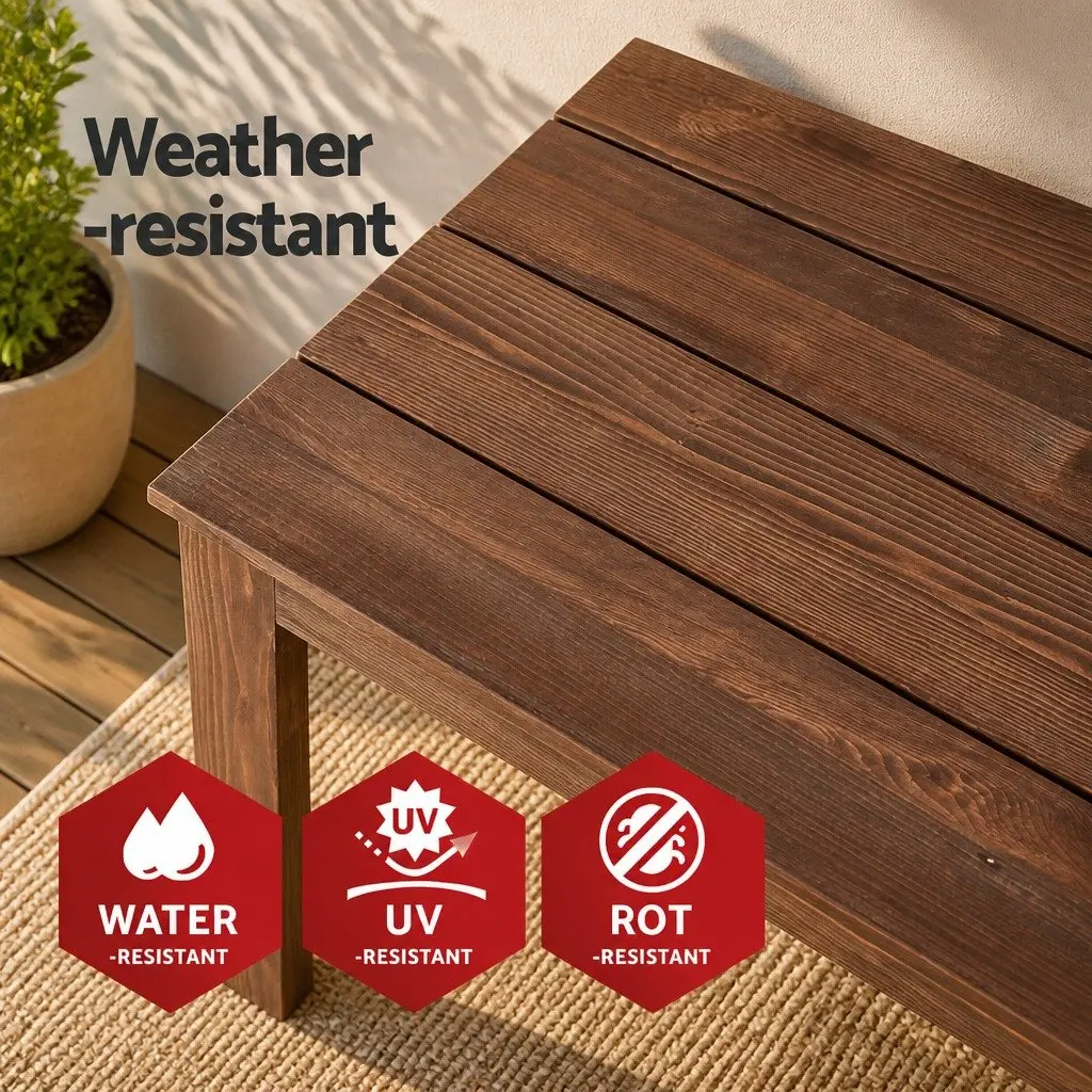 Wooden Side Table Brown Weather-Resistant Suitable for Outdoor Backyard Patio Garden