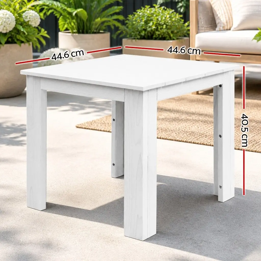 Wooden Side Table Coffee Desk Outdoor Furniture Garden Patio White Square