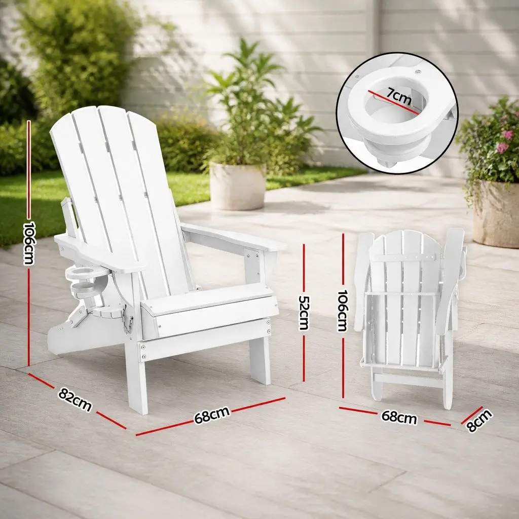 Outdoor Folding Adirondack Chair Lounge Patio Sun Deck Beach Garden Furniture
