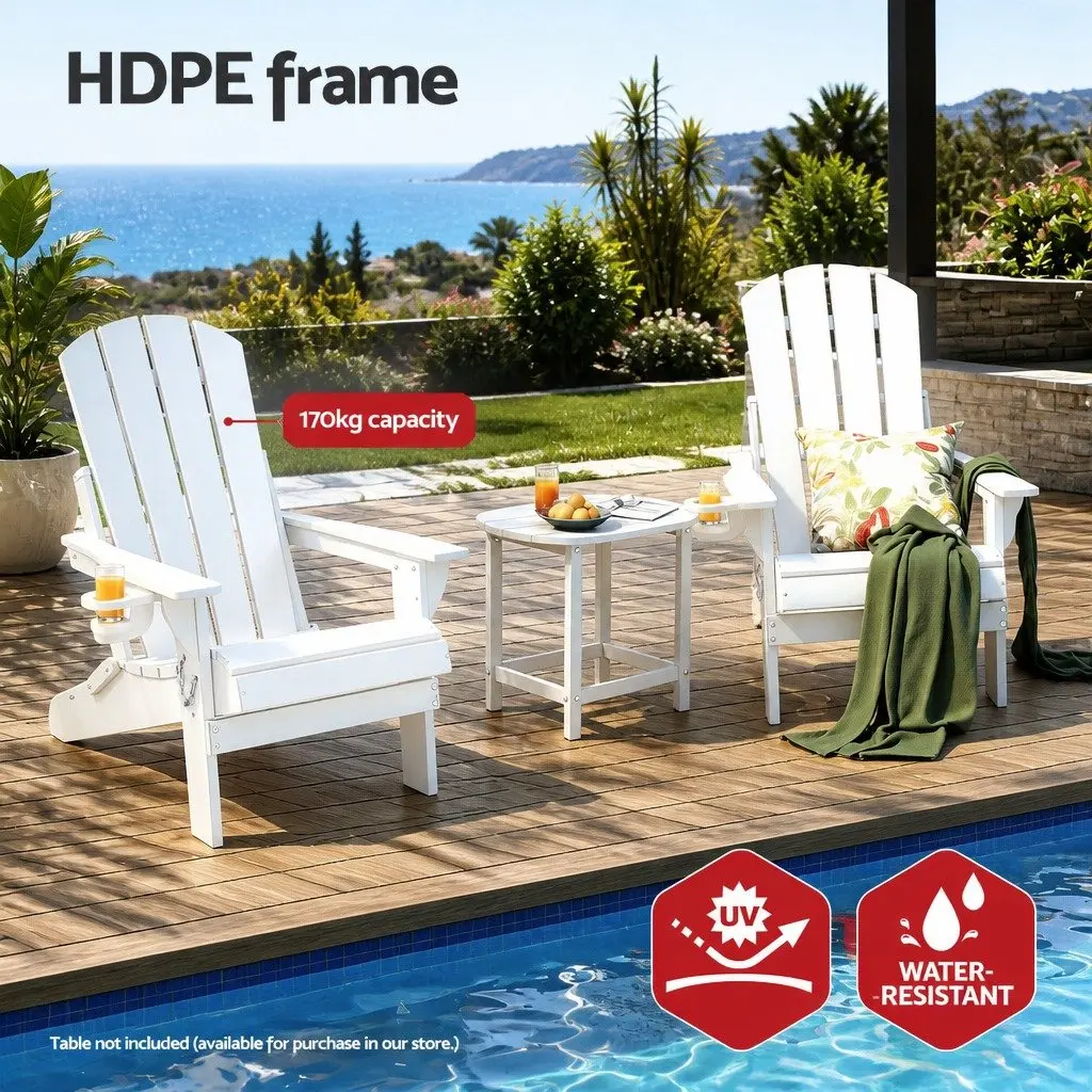 Outdoor Folding Adirondack Chair Lounge Patio Sun Deck Beach Garden Furniture