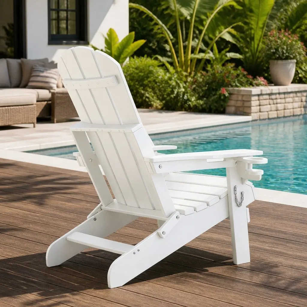 Outdoor Folding Adirondack Chair Lounge Patio Sun Deck Beach Garden Furniture