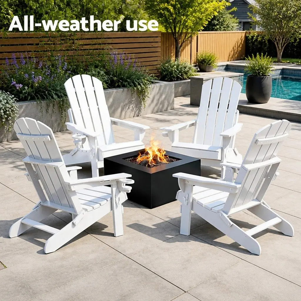 Outdoor Folding Adirondack Chair Lounge Patio Sun Deck Beach Garden Furniture