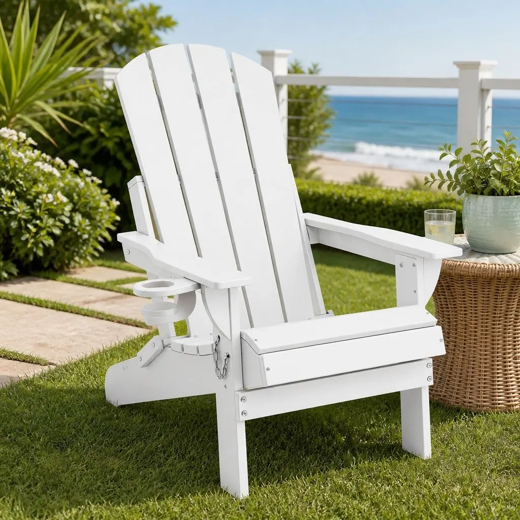 Outdoor Folding Adirondack Chair Lounge Patio Sun Deck Beach Garden Furniture