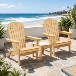 Compact 3-Piece Adirondack Chairs and Table Set
