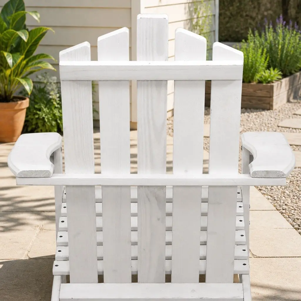 3 Piece Adirondack Chair Set White Wooden Outdoor Lounge Furniture