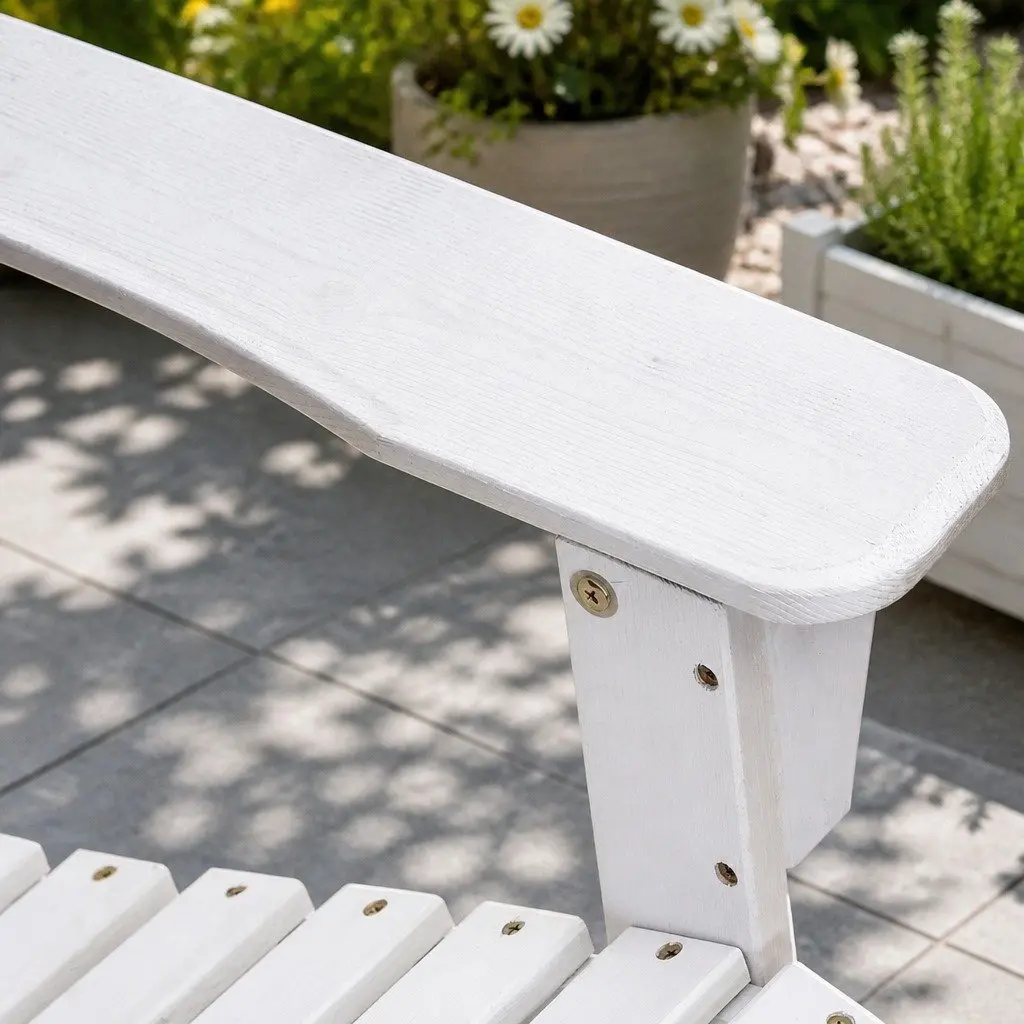 3 Piece Adirondack Chair Set White Wooden Outdoor Lounge Furniture