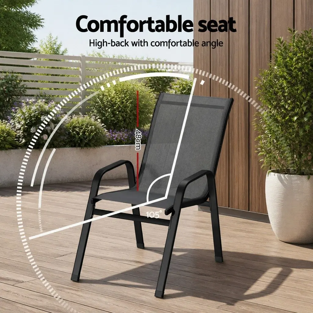 Outdoor Chairs Grey Stackable Metal Frame Two-Piece Set