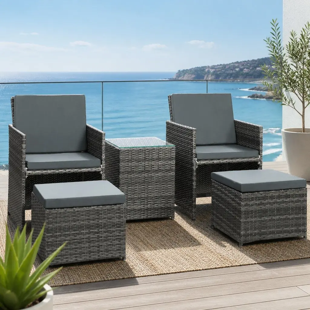 5-Piece Wicker Bistro Set with Comfort and Style
