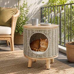 Wicker Side Table with Steel Frame