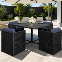 Compact 5 Piece Wicker Patio Dining Set for Enjoyable Meals