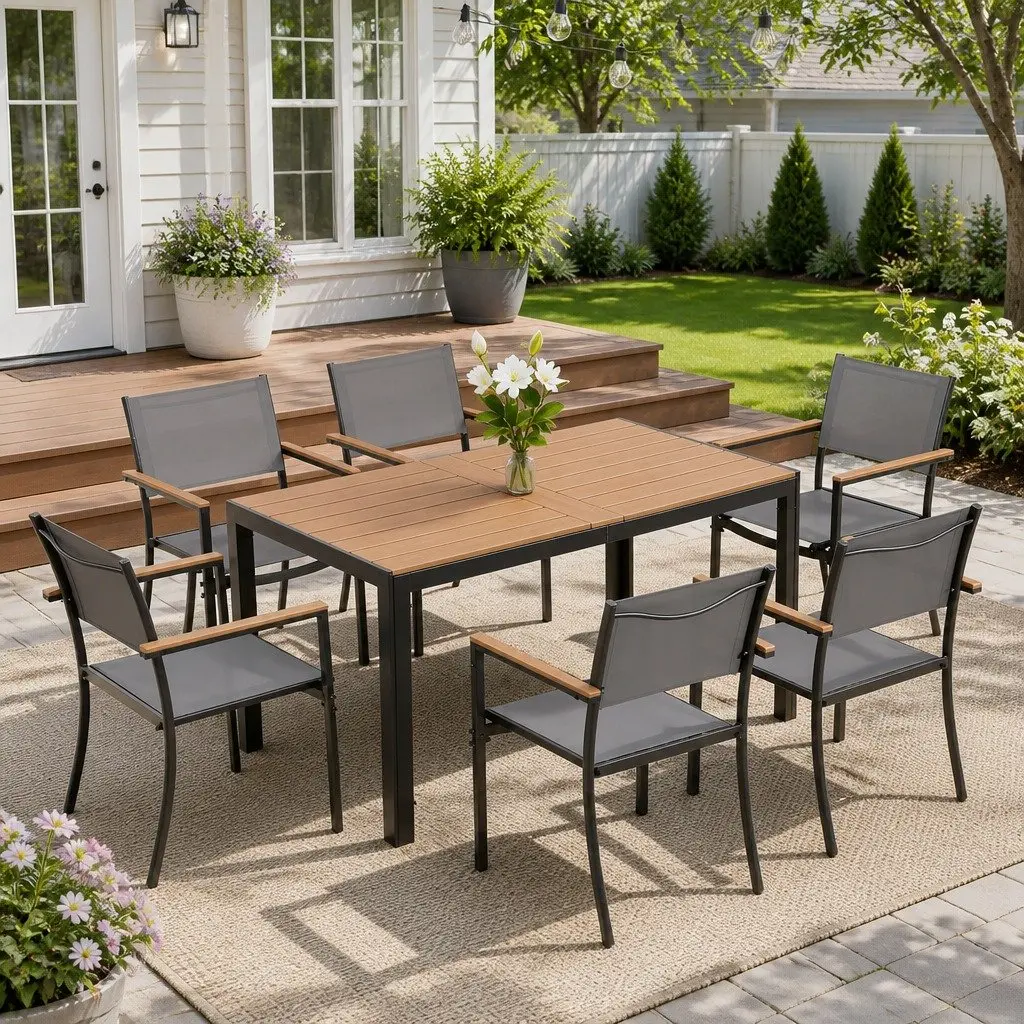 7-Piece Outdoor Dining Set with Table and Chairs