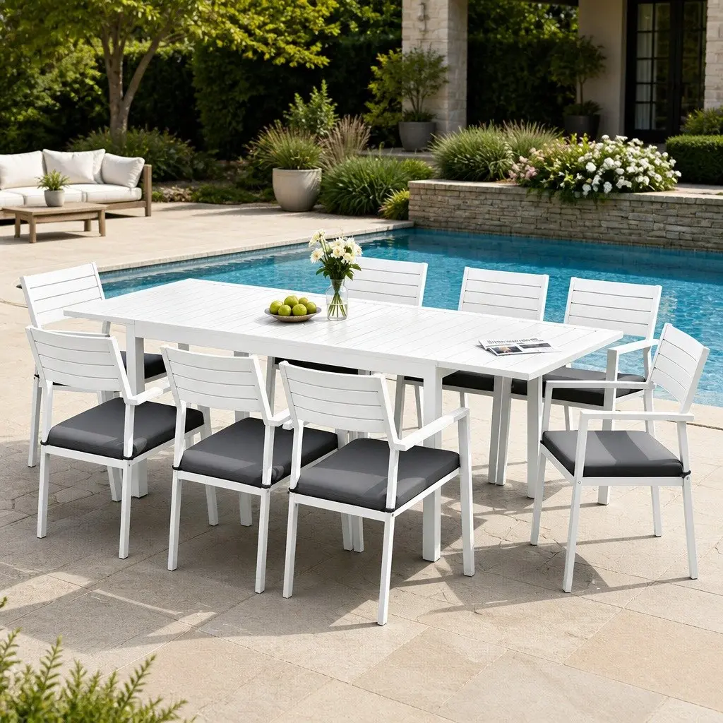 9-Piece Outdoor Dining Set with Extendable Table