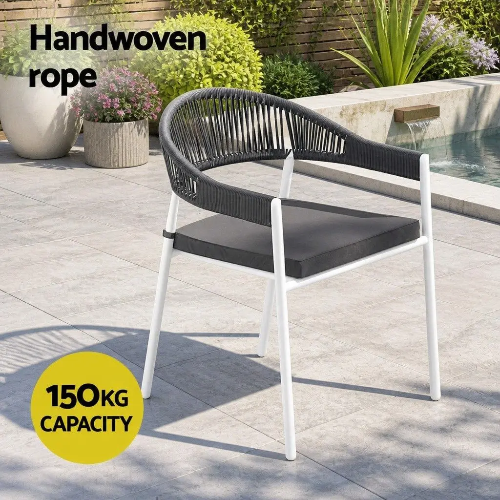 Outdoor Dining Set Grey 9 Piece Steel Table Chairs with Cushions