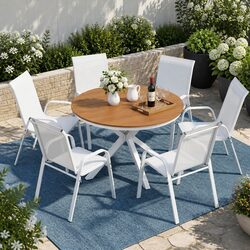 Concise 7 Piece Outdoor Dining Set for 6 Persons
