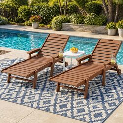 Compact Outdoor Chaise Lounger Set with Wheels