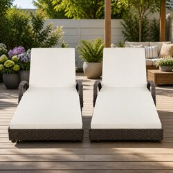 Concise 2PC Wicker Sun Lounge Set with Adjustable Features