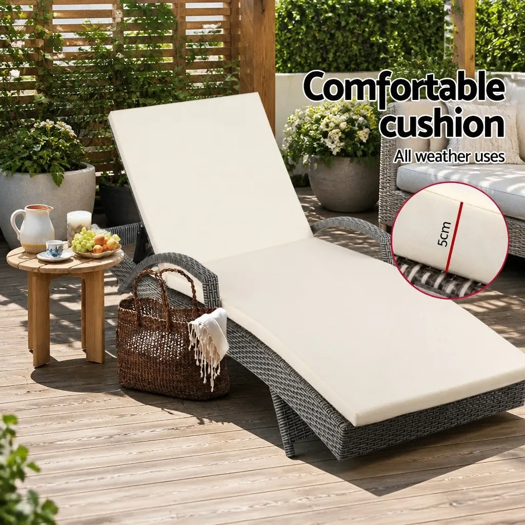 Sun Lounge Chair 2PC Wicker Lounger Outdoor Furniture Adjustable Backrest