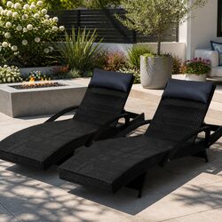 Sun Lounge Wicker Lounger Outdoor Furniture Beach Chair Adjustable Backrest