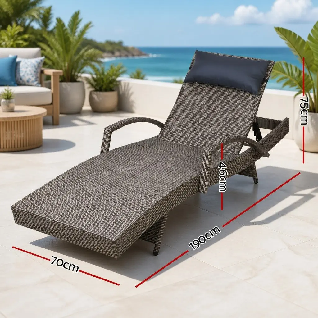 Grey Beige Sun Lounge Chair