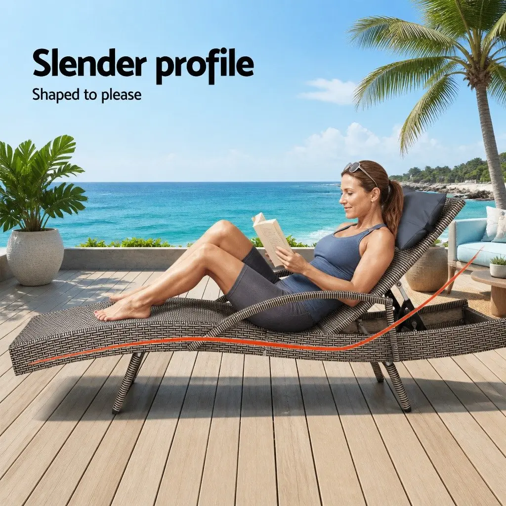 Grey Beige Sun Lounge Chair