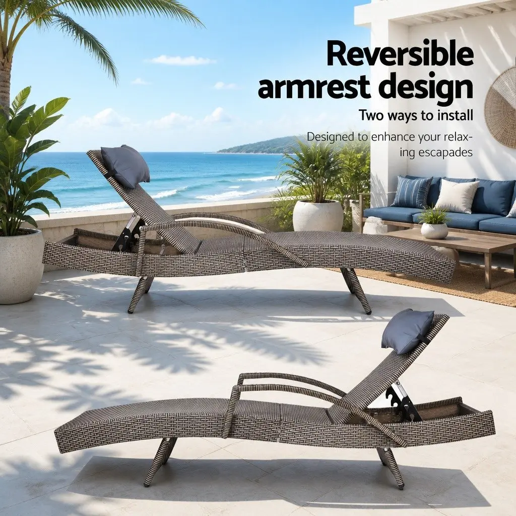 Grey Beige Sun Lounge Chair