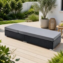 2PC Adjustable Wicker Sun Lounge with Cushions