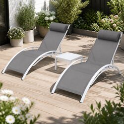 Compact 3PC Outdoor Lounge Set with Steel Frame