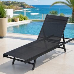 Compact Sun Lounger with Steel Frame and Adjustable Backrest