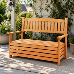 Compact 2-Seater Wooden Garden Bench with Storage