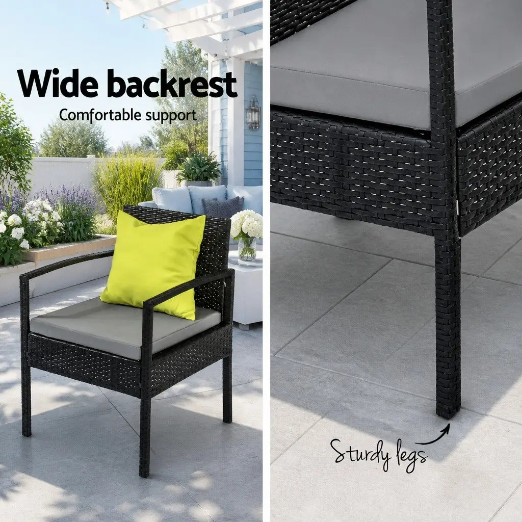 Outdoor Sofa Set Black Grey Beige 4 Seater Wicker Lounge Chairs Table with Storage Cover