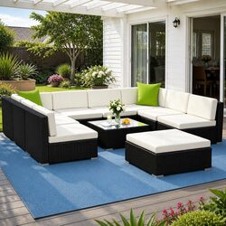 Compact 10-Piece Outdoor Lounge Sofa Set, Built to Last