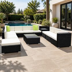 12 Piece Outdoor Wicker Sofa Set - Stylish and Practical