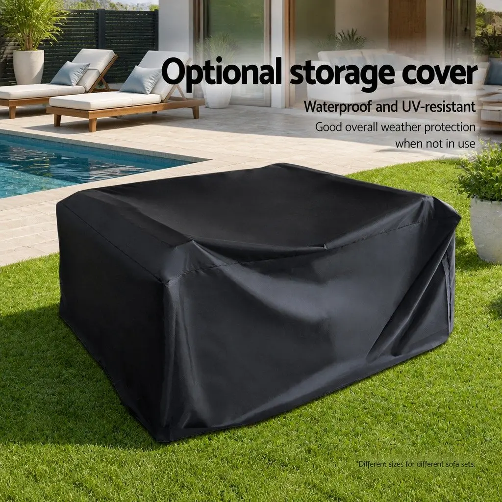 12 Piece Outdoor Wicker Sofa Set with Storage Cover Black Lounge Furniture