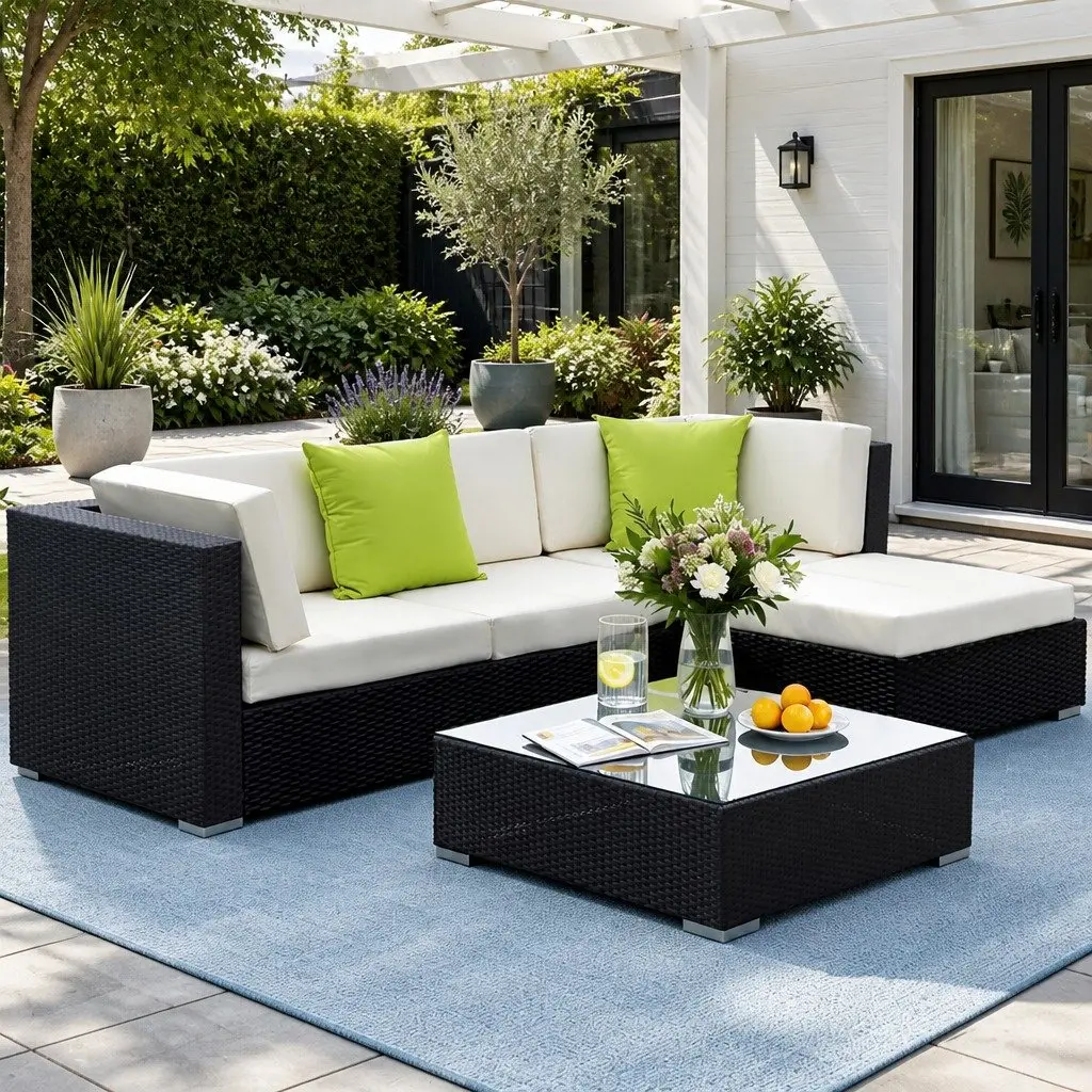 5-Piece Wicker Sofa Set for Relaxation and Comfort