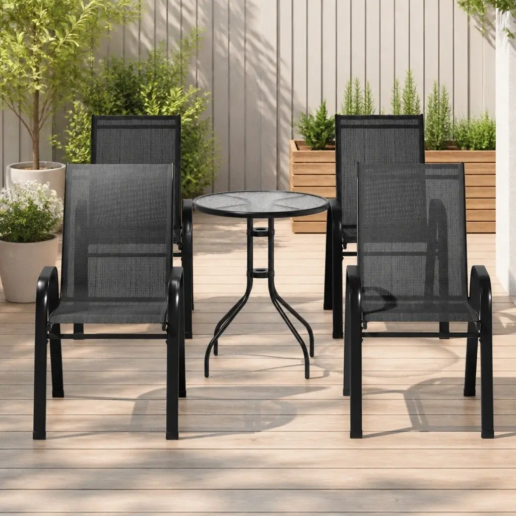 5PC Bistro Set with Stackable Chairs