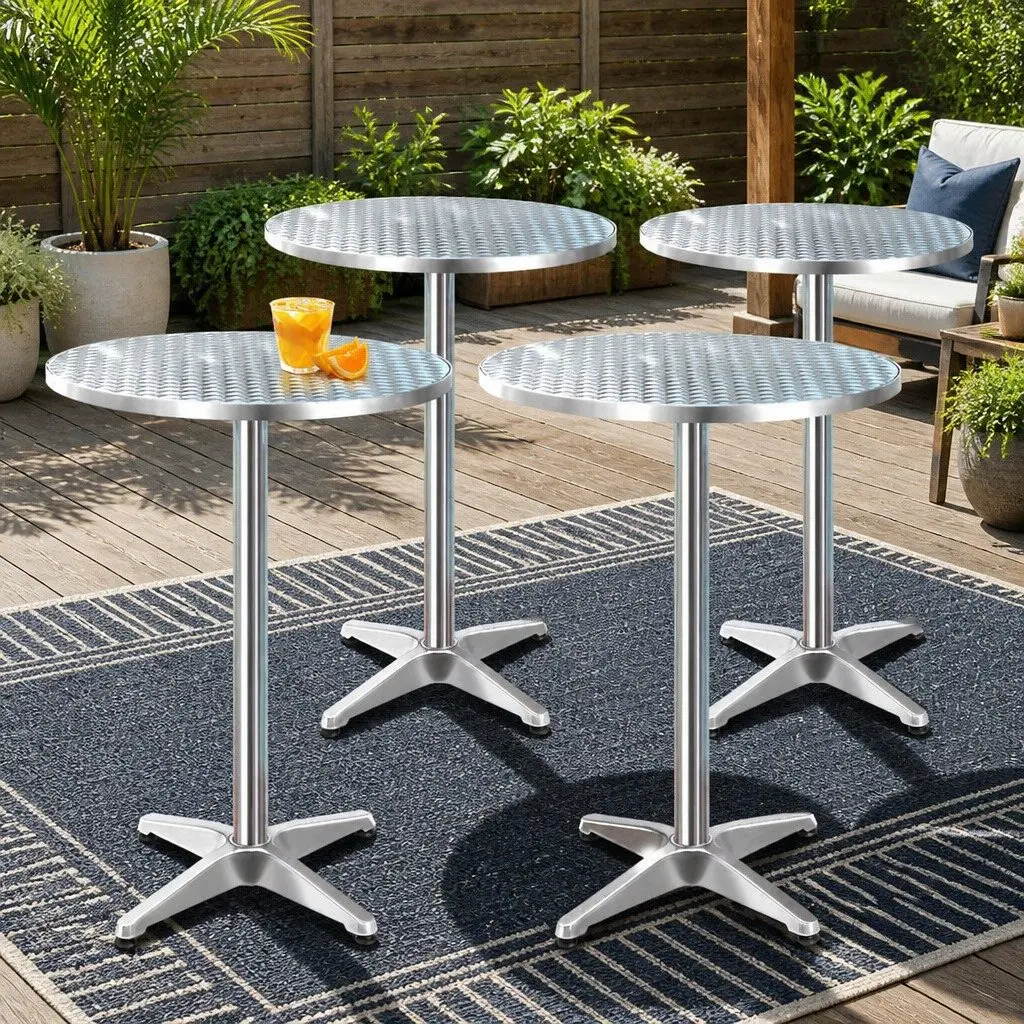 Outdoor Bar Tables Silver 60cm Round Adjustable Height 70cm 110cm Foldable Set of 6