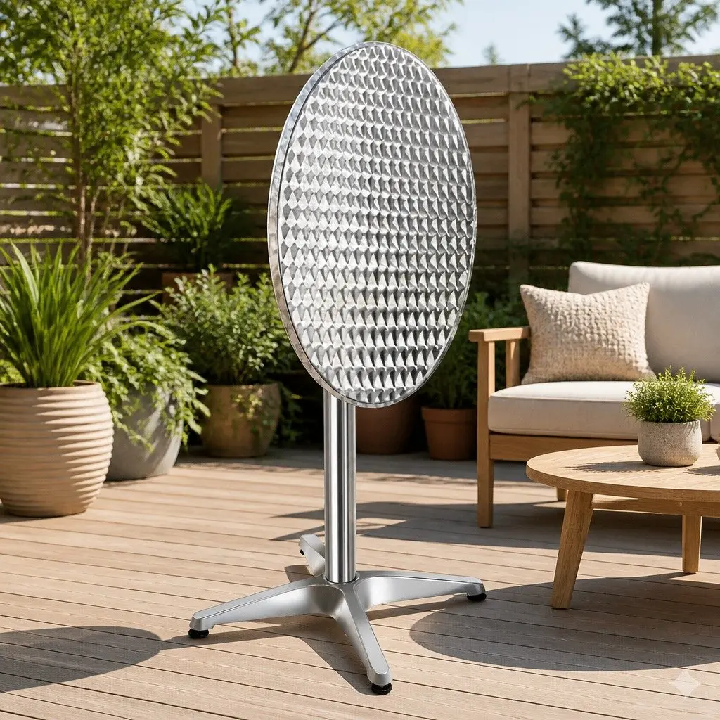 Outdoor Bar Tables Silver 60cm Round Adjustable Height 70cm 110cm Foldable Set of 6