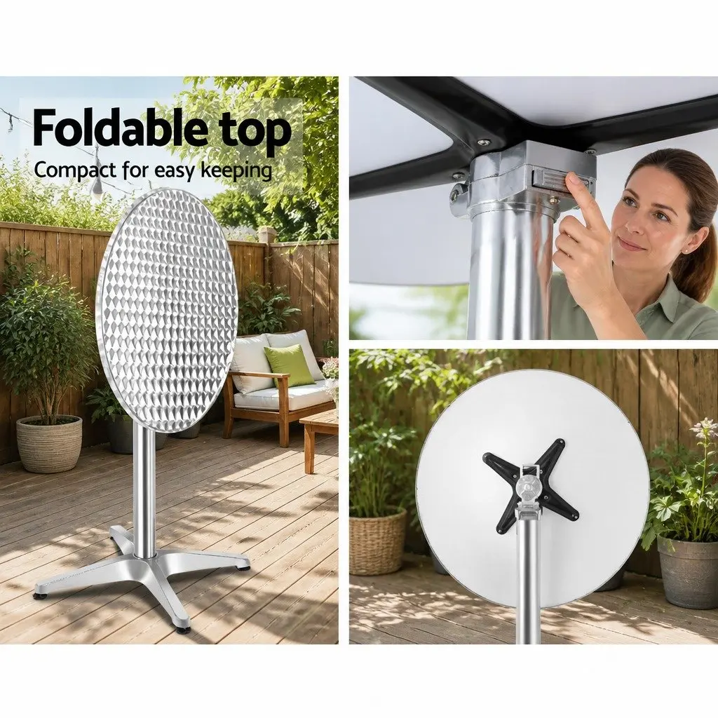 Outdoor Bar Tables Silver 60cm Round Adjustable Height 70cm 110cm Foldable Set of 6