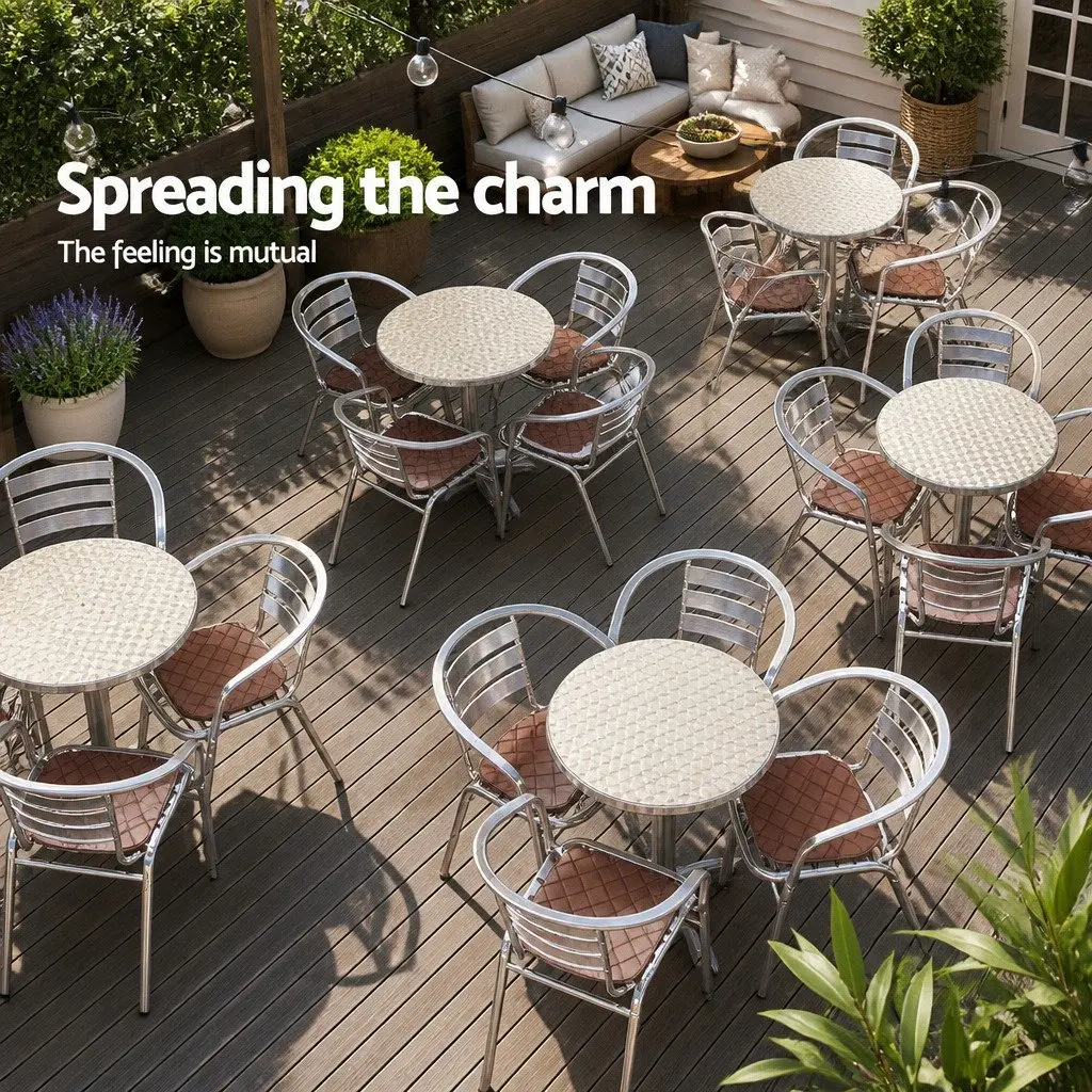 Round Bar Table Modern Silver Adjustable Height Foldable Aluminium Stainless
