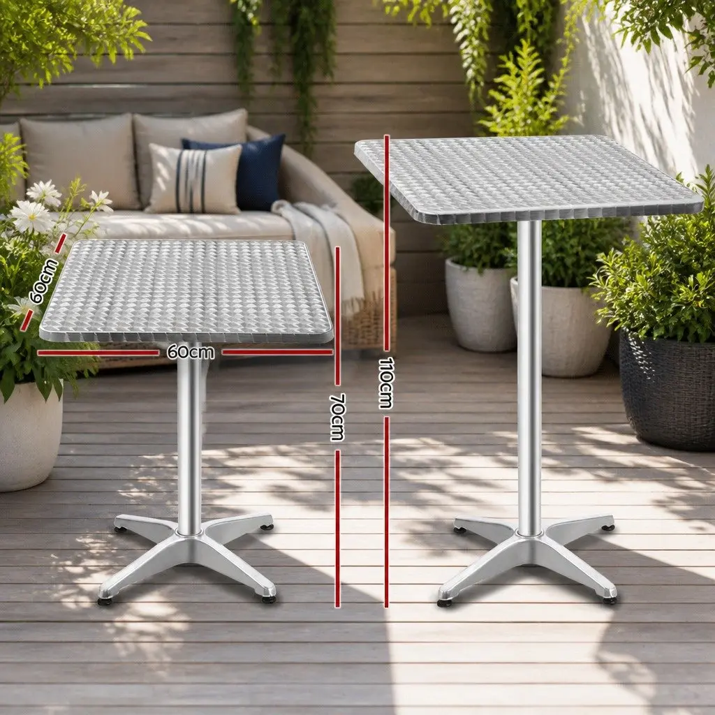 Outdoor Bar Table Silver Adjustable Height 70cm 110cm Foldable