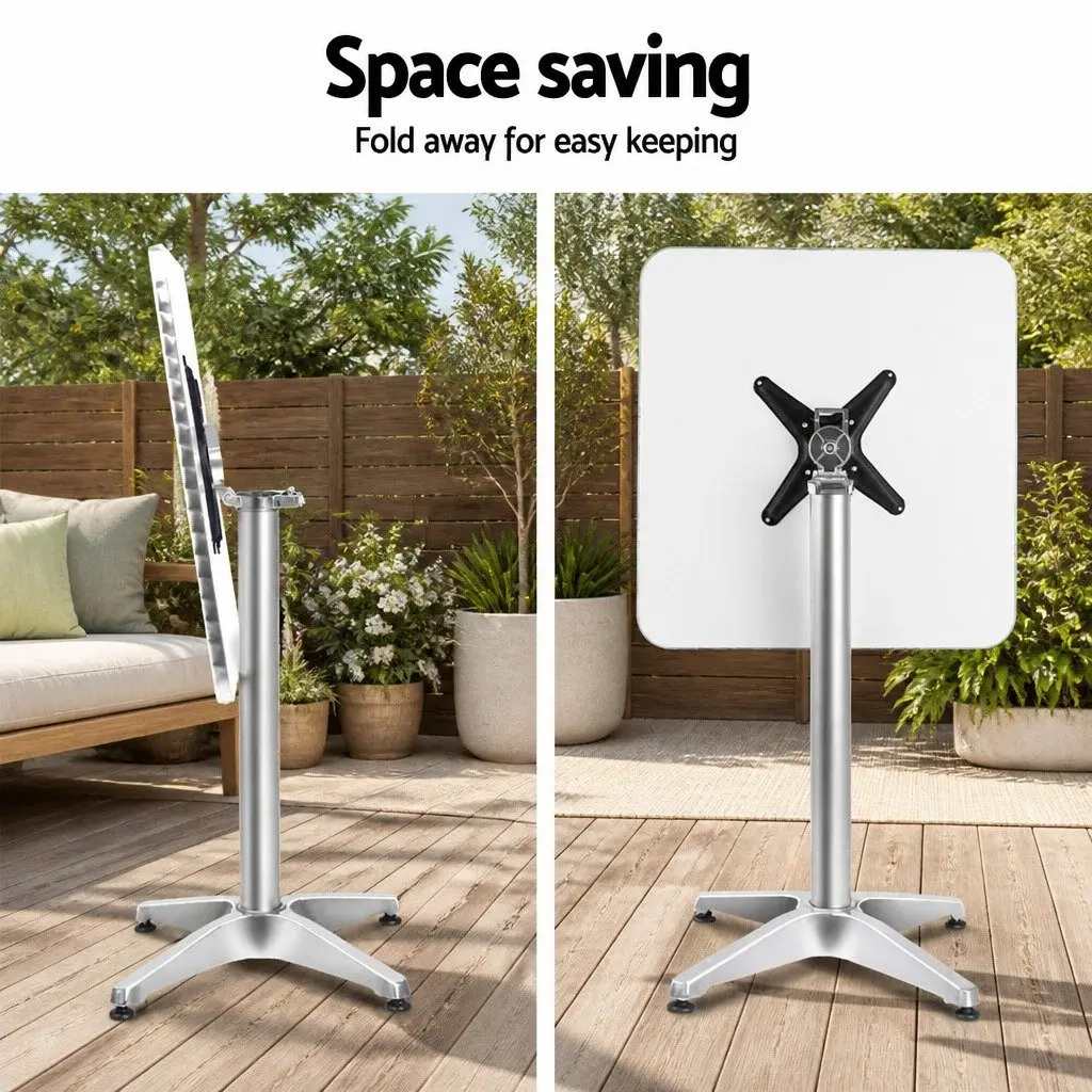 Outdoor Bar Table Silver Adjustable Height 70cm 110cm Foldable