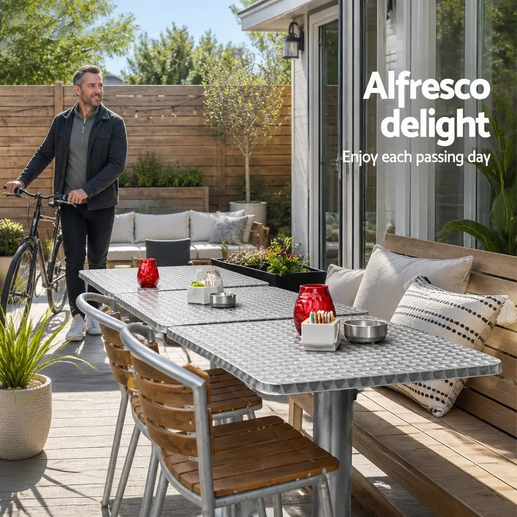 Outdoor Bar Table Silver Adjustable Height 70cm 110cm Foldable