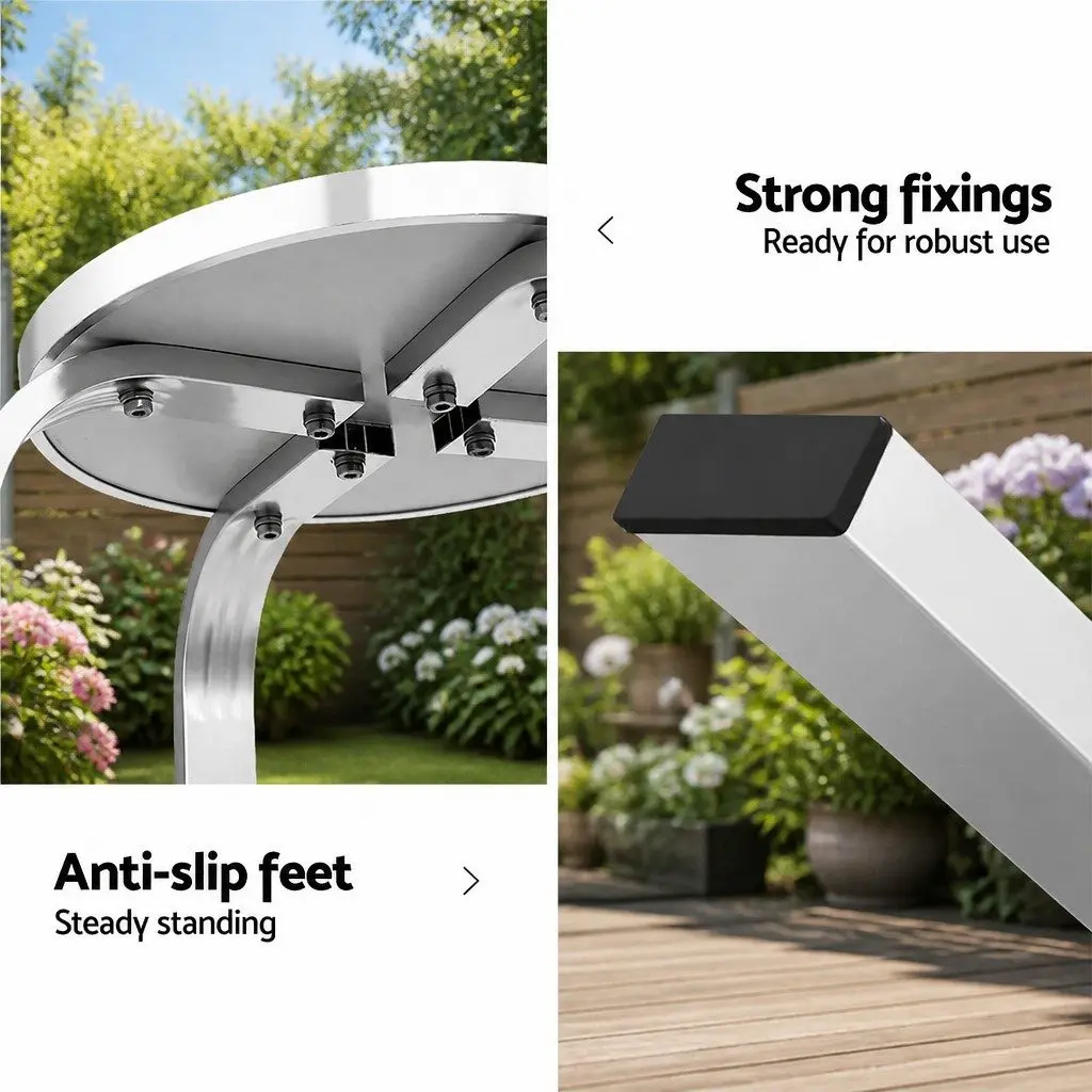 3-Piece Outdoor Bar Set Silver Height Adjustable Bistro Table with 2 Stools
